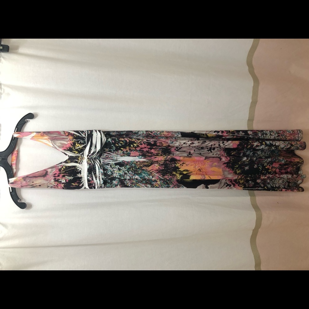 Floral cotton stretch halter maxi dress